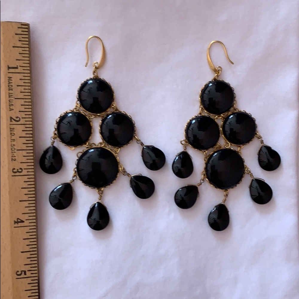 Dramatic Black Dangle Earrings - image 1